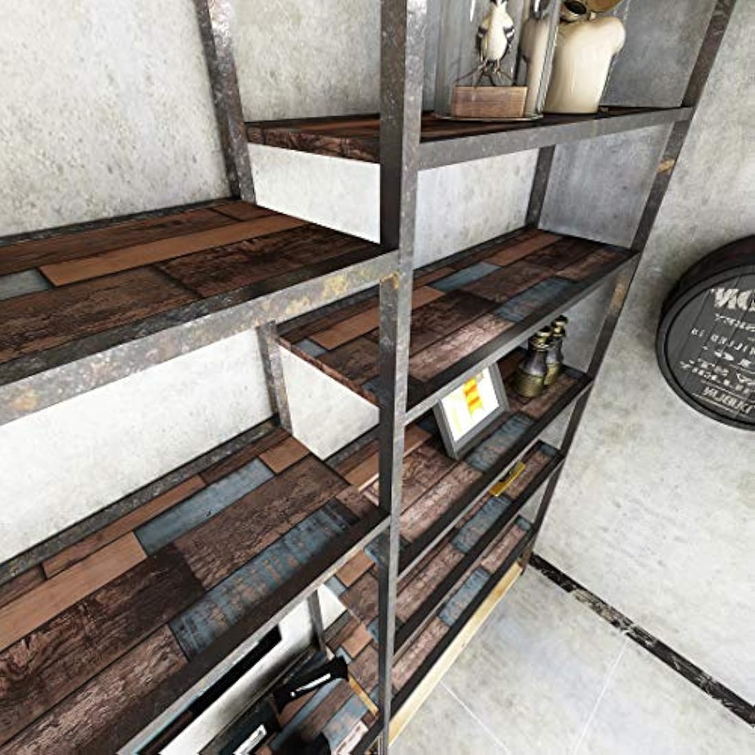 Papel pintado para pared, diseño de madera, Multicolor