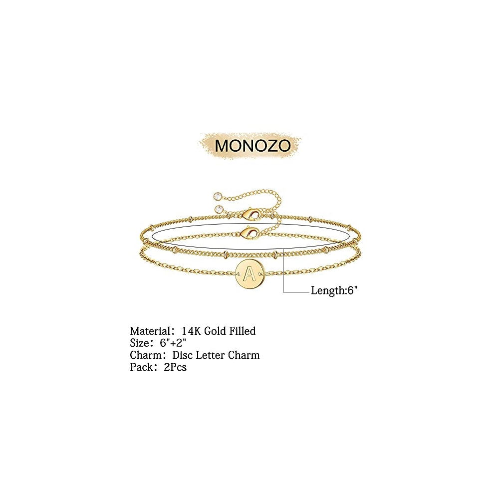 Pulseras y tobilleras de oro con iniciales para mujer