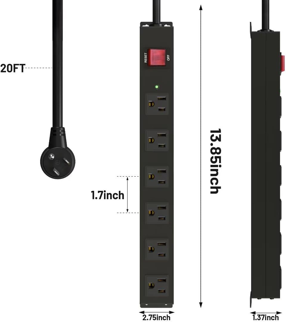 Regleta de alimentación de metal para montaje en pared