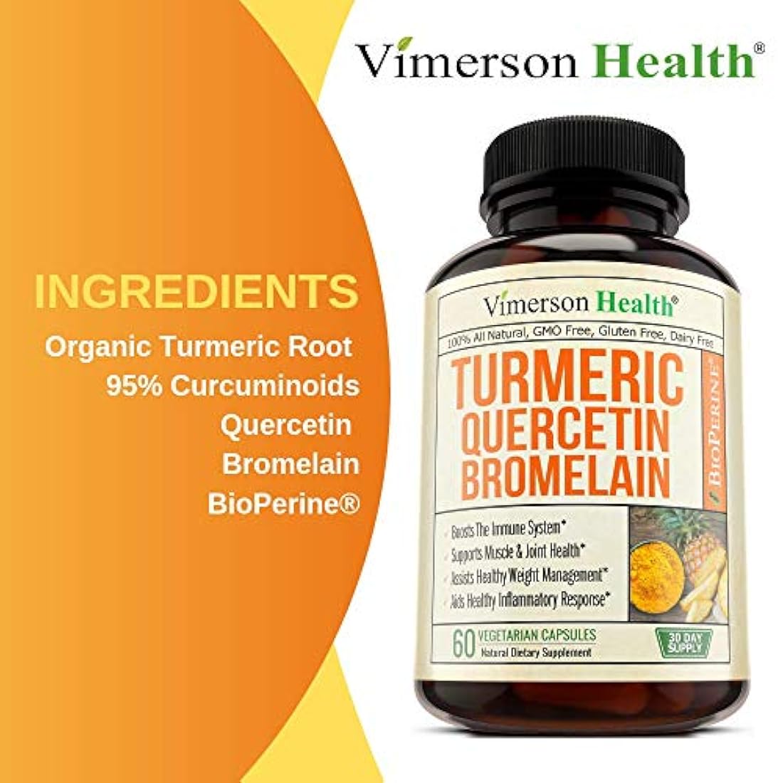 Cúrcuma Curcumina Bromelain Quercetina y Bioperine