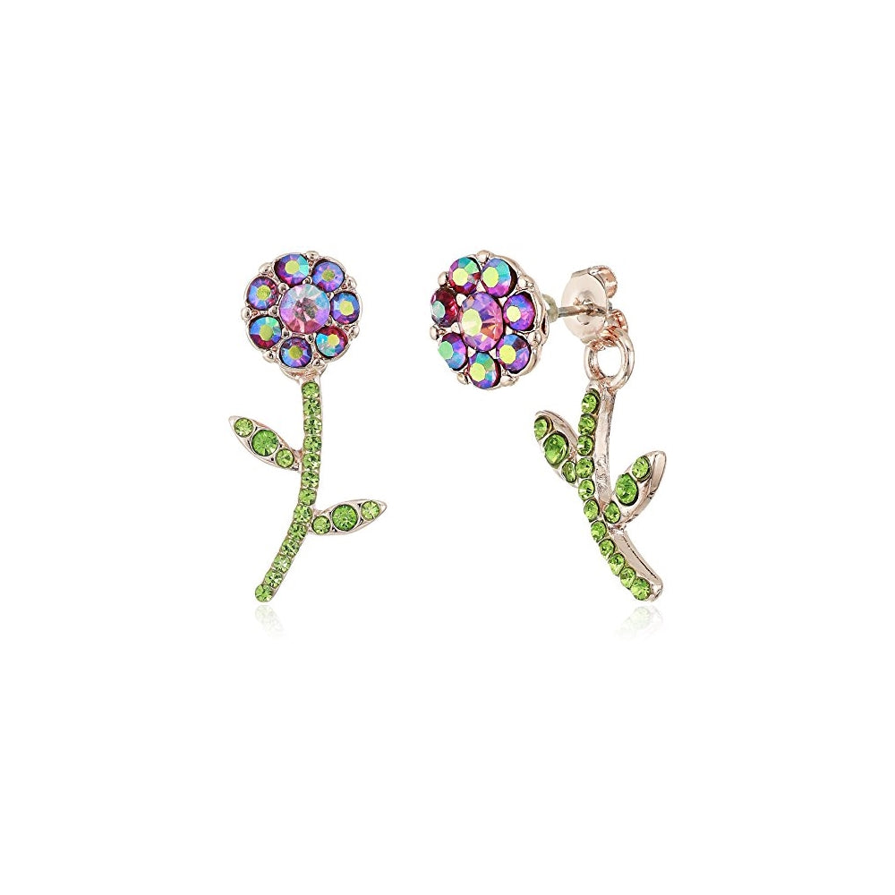 Aretes de flor en la parte delantera y trasera