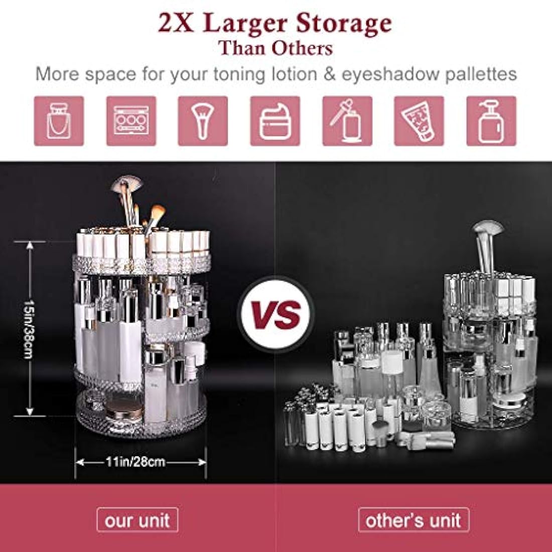 Organizador de maquillaje giratorio, organizador de perfume