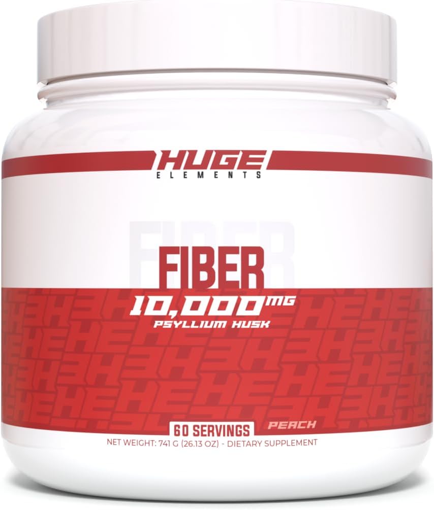 Suplemento de Fibra Huge, 10g Psyllium, Salud Digestiva, 60 Serv.