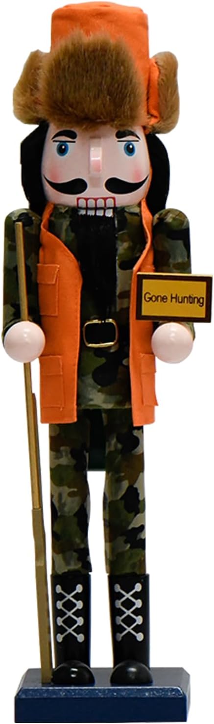 Figuras de Madera Hunter Nutcracker 15 con Sombrero Navideño