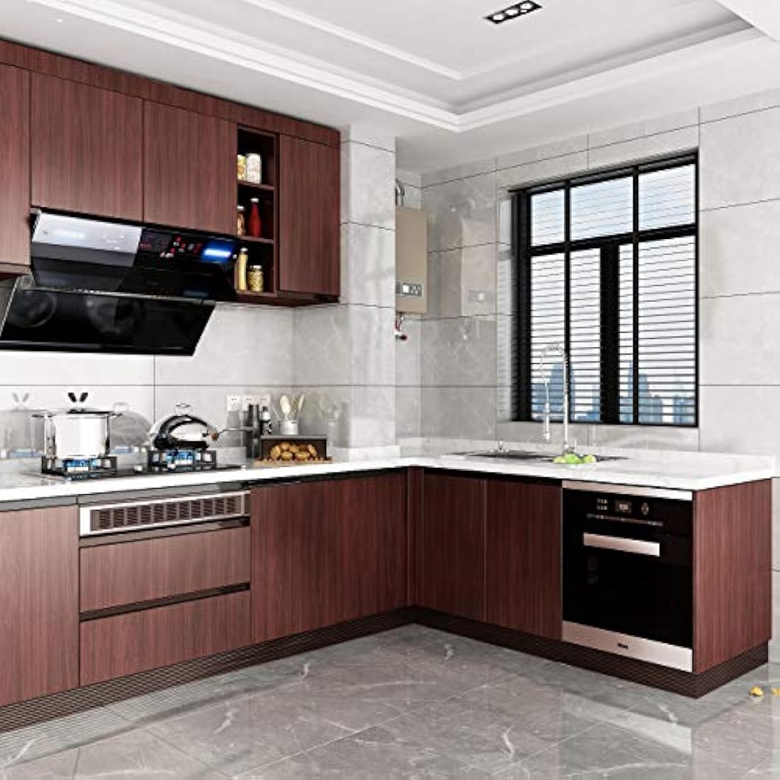 papel de vinilo decorativo tipo madera oscura (197 x 24)