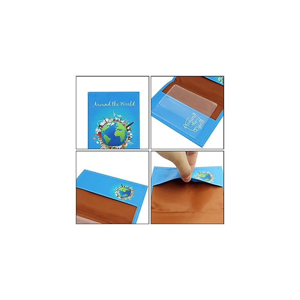 Porta Documentos y Tarjetas diseño de mapas del mundo azul