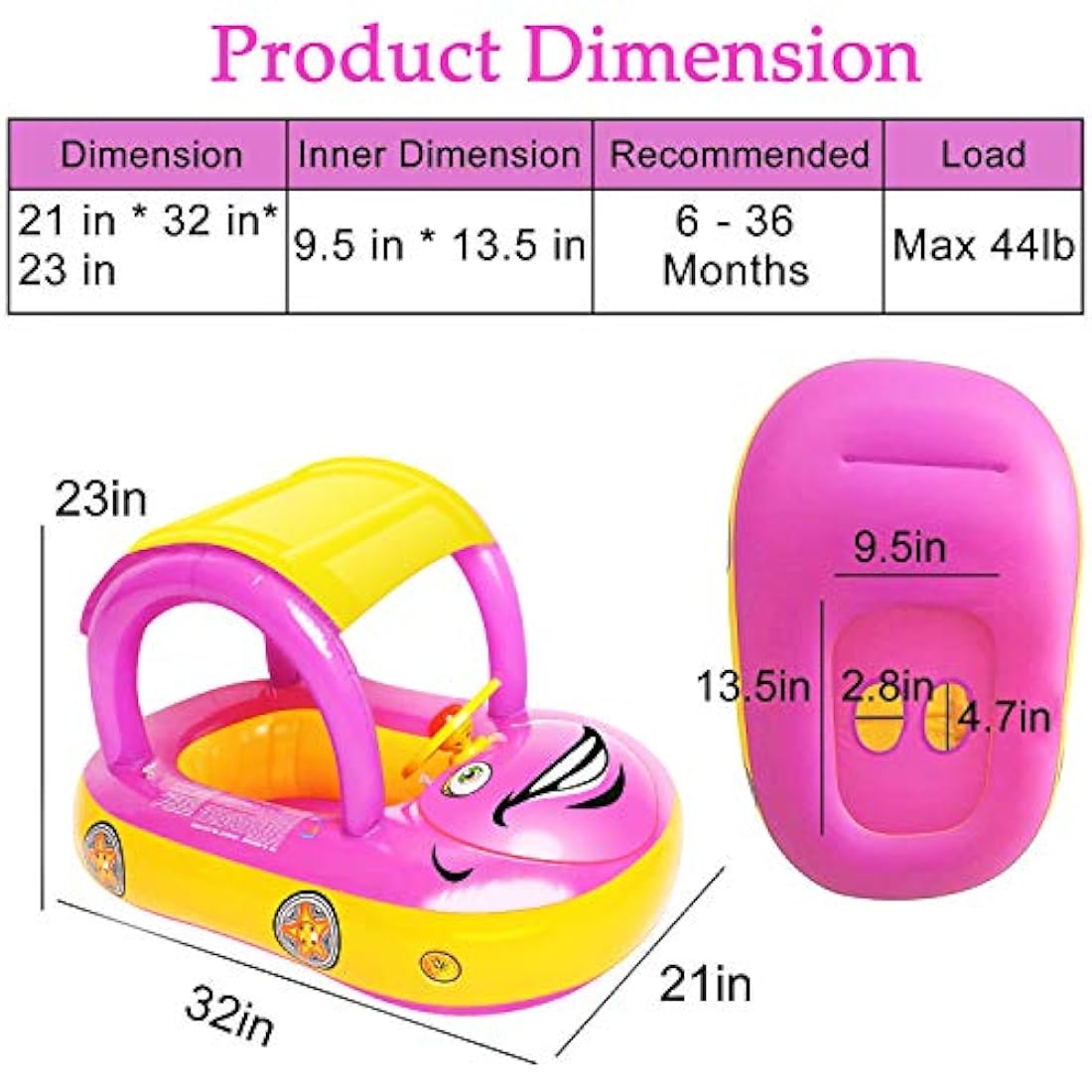 Flotador inflable para piscina para bebé con dosel