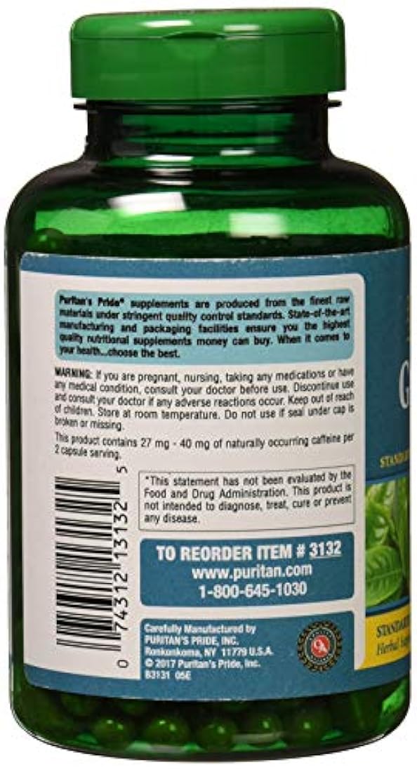 Orgullo puritano té verde extracto Estandarizado 315 MG-200