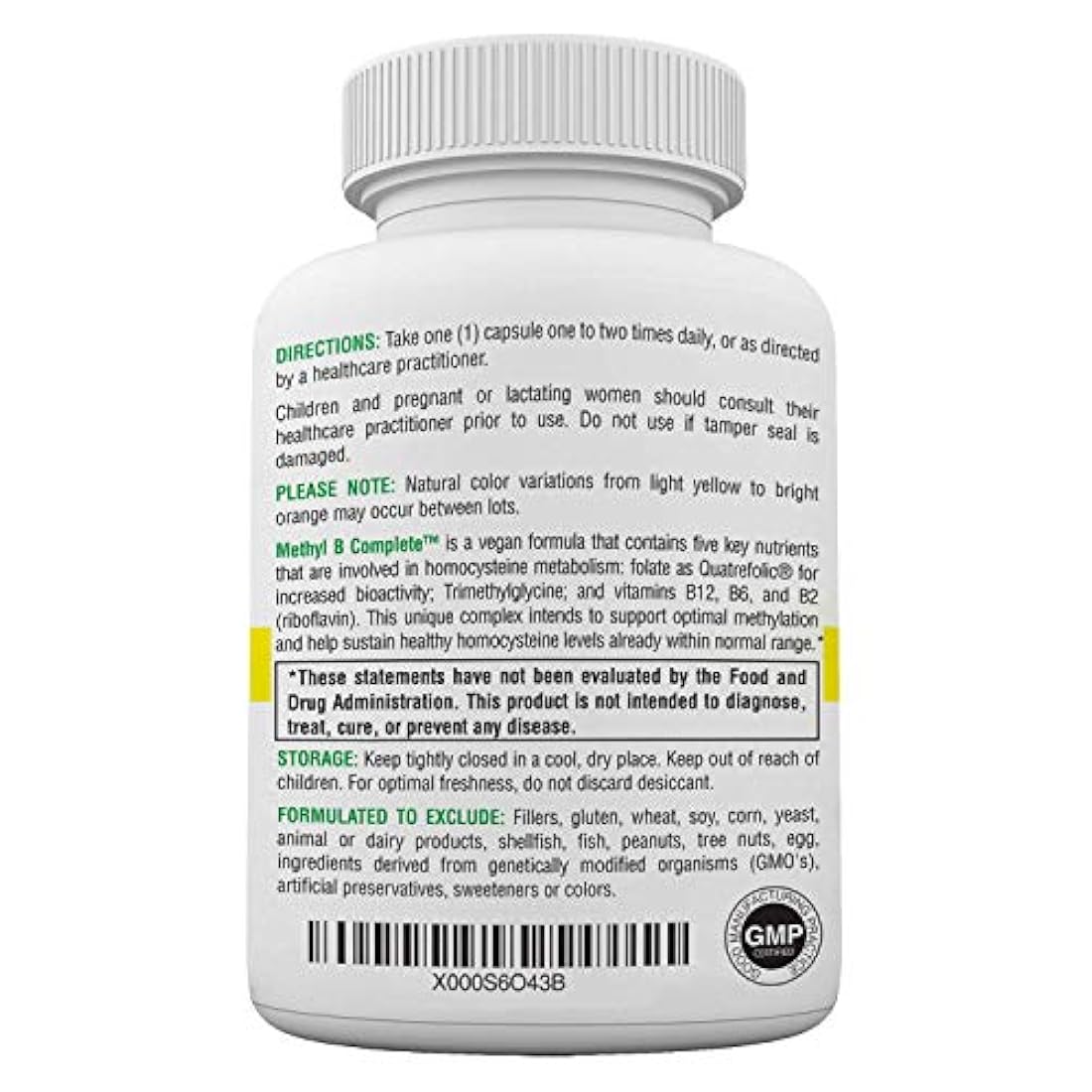 Cápsulas vegetales de Metilación óptima Suplemento de apoyo