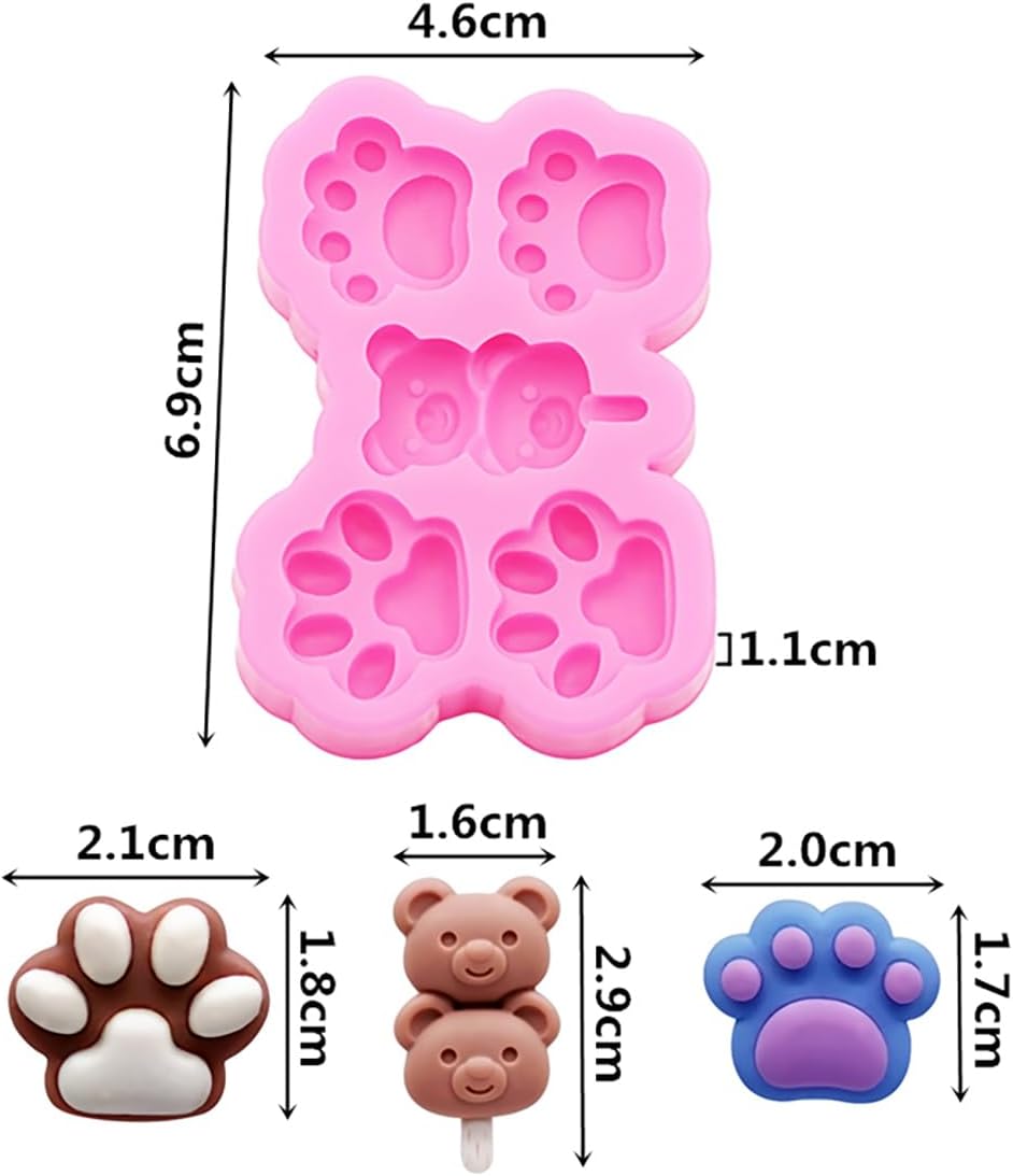 Molde de silicona 3D lindo gato pata oso cabeza de caramelo