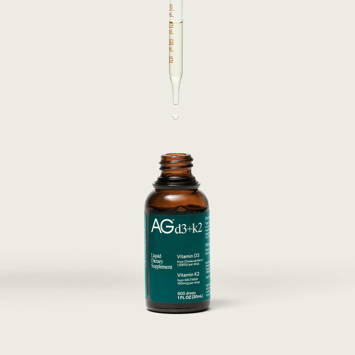 AG1 Vitamin D3 K2 gotas, 1000IU D3 y 100mcg K2, soporte óseo