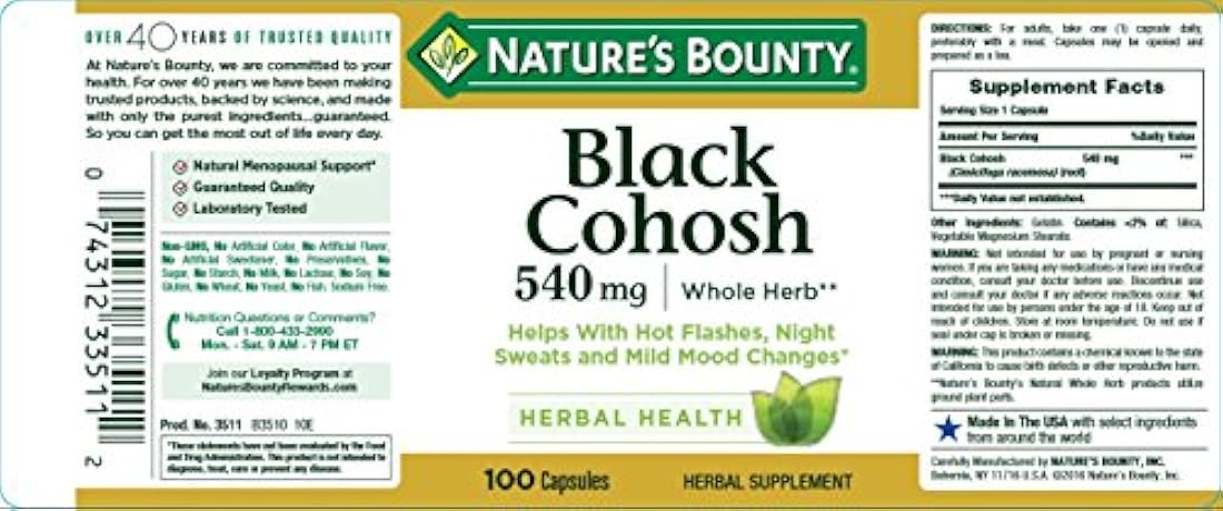 Nature's Bounty Hierba entera Cohosh Negro 0.019 onzas
