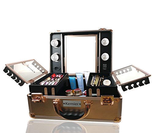 Kemier Makeup Train Case - Cosmetic Organizer Box Makeup