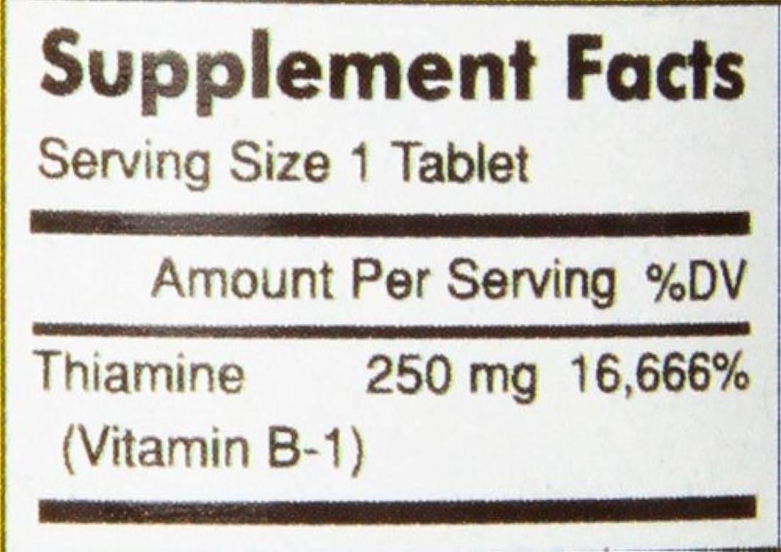 tabletas de tiamina con vitamina B-1, 250 mg 100 unidades