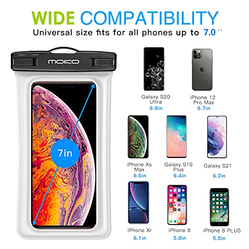 MoKo Funda flotante impermeable para teléfono, funda flotante para teléfono, bolsa seca con cordón compatible con iPhone 13/13 Pro Max/iPhone 12/12 Pro Max/11 Pro, Xr/Xs Max, 8/7/SE 3, Samsung S21/S10/S9/S8