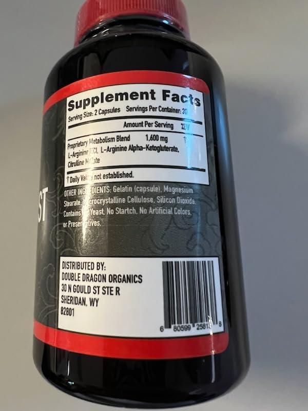 Suplemento potenciador de óxido nítrico, 1600 mg extra