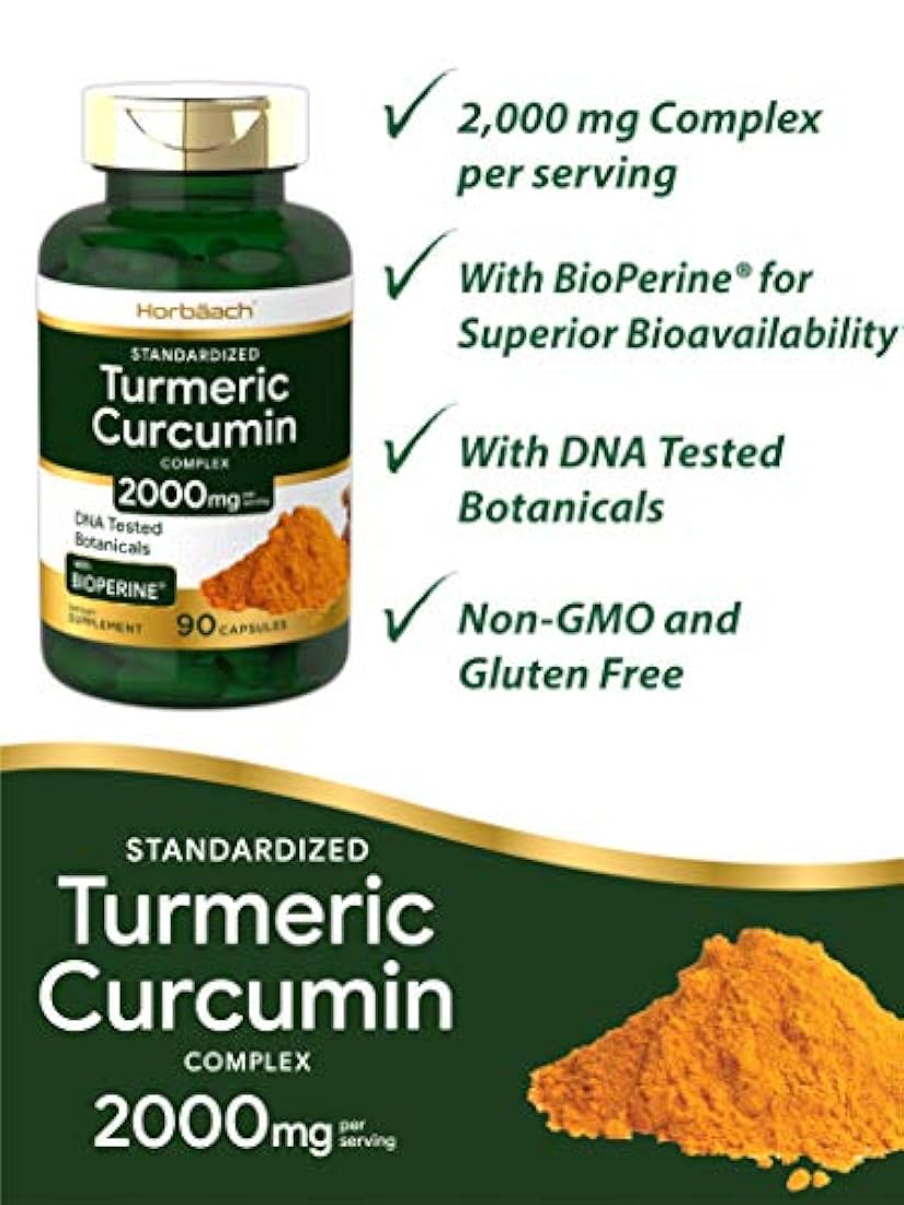 Horbaach Suplemento sin gluten de cúrcuma con bioperina