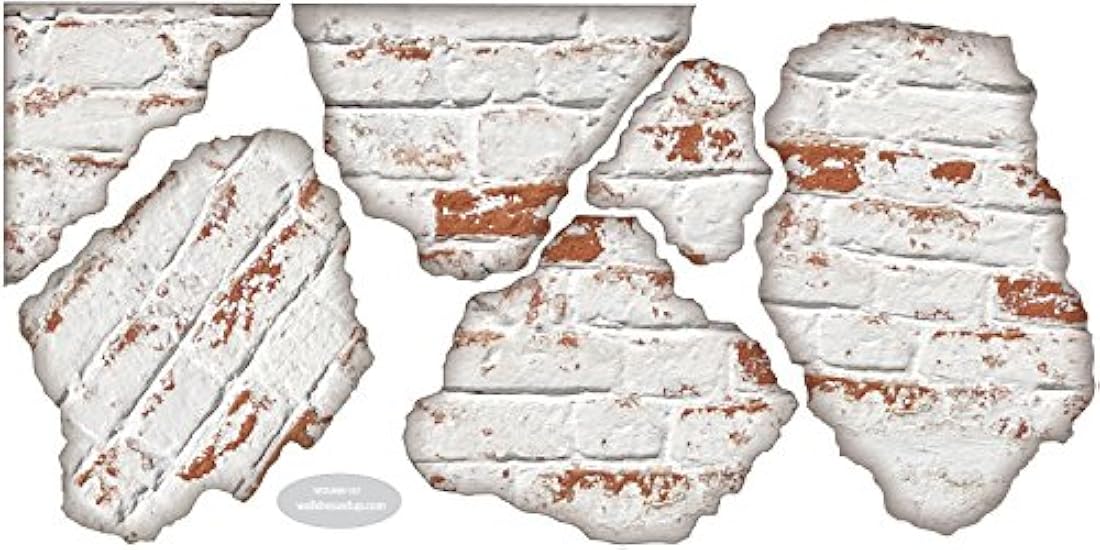 6 Pegatinas adhesiva de pared ladrillo blanco (25 x 3 x 3)