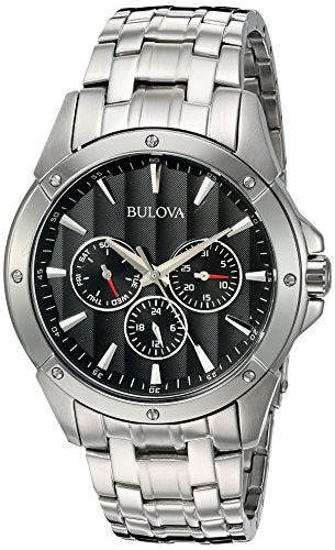 Bulova - Reloj de acero inoxidable con esfera negra