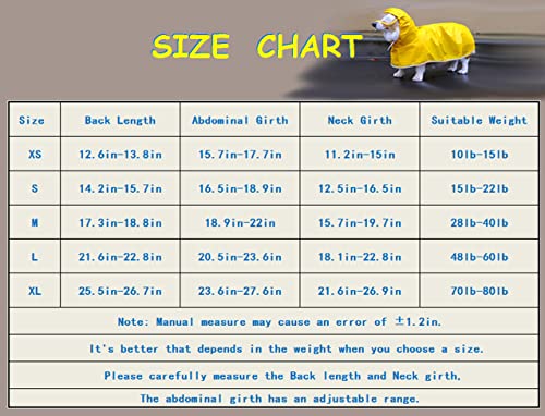 Luccalily - Chubasquero con capucha para perro pequeño, perro mediano, impermeable, con tira reflectante, correa ajustable para el vientre, poncho ligero con bolsa de almacenamiento