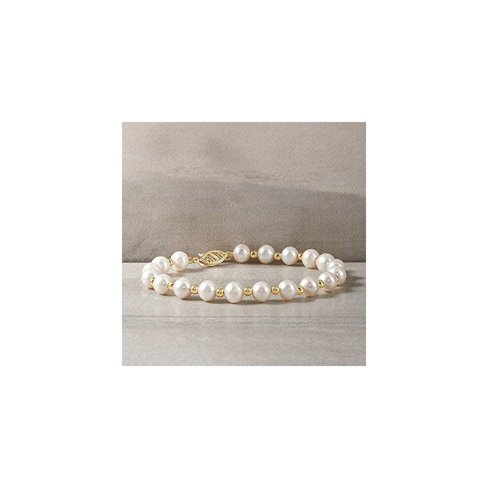 Pulseras de perlas cultivadas con oro amarillo 14 quilates