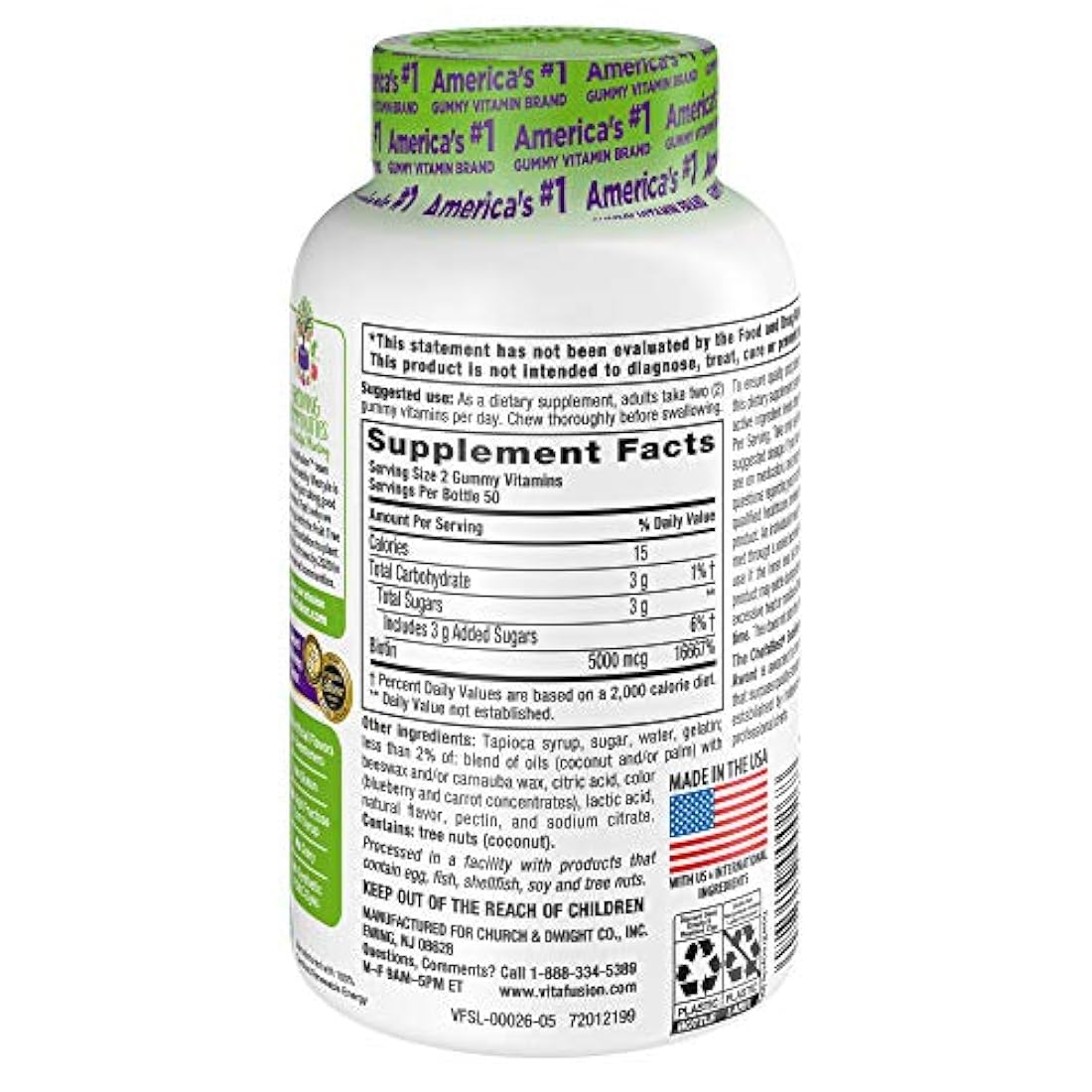 Vitafusion Fuerza Extra Biotin Gummies, 100 Count