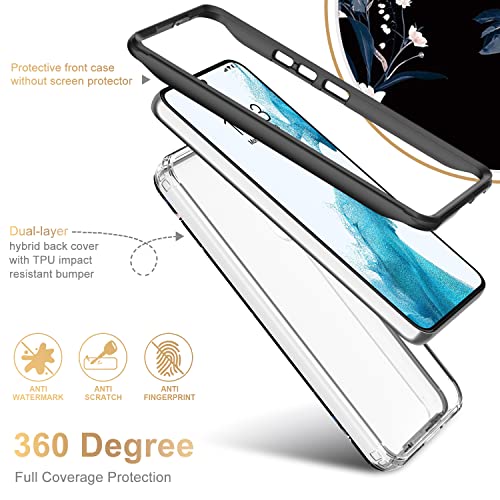 ESDOT Funda para Samsung Galaxy S22, grado militar, prueba de caídas de 21 pies, funda resistente con diseños de moda para mujeres y niñas, funda protectora para Galaxy S22 de 6.1 pulgadas, flores blancas y moradas