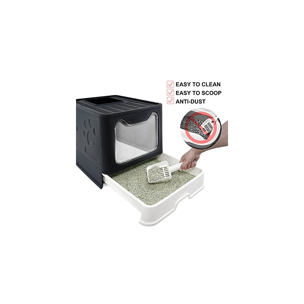 Caja de arena plegable para gatos con tapa