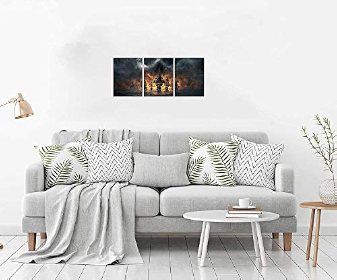 TutuBeer 3 paneles pirata barco decoración lienzo impresión