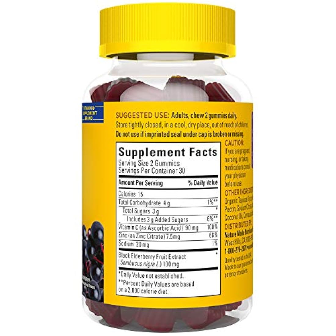 Nature Made Baya de saúco 100 mg con vitamina C y gomitas