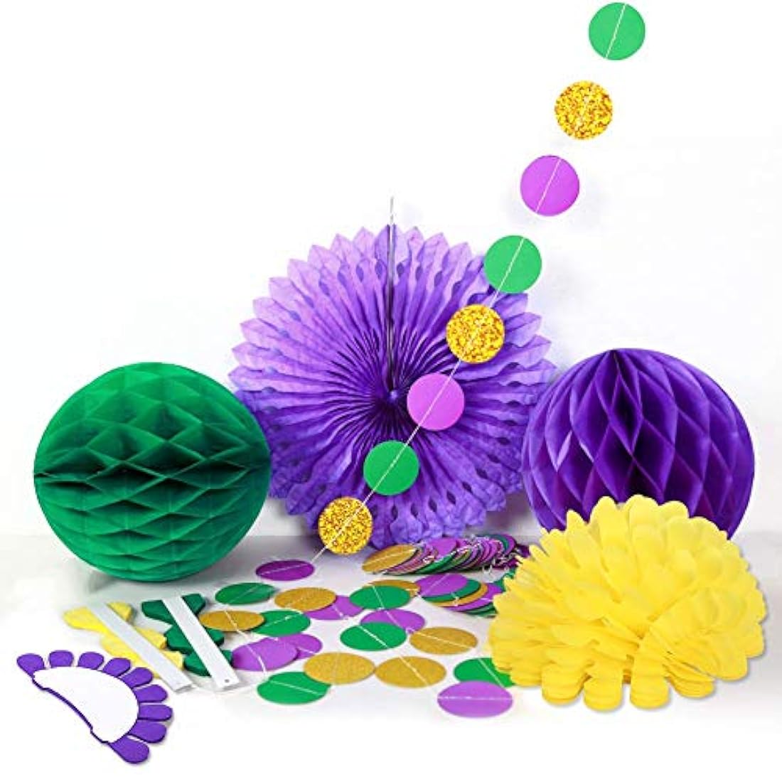 9 piezas doradas, moradas y verdes, decoraciones para centro