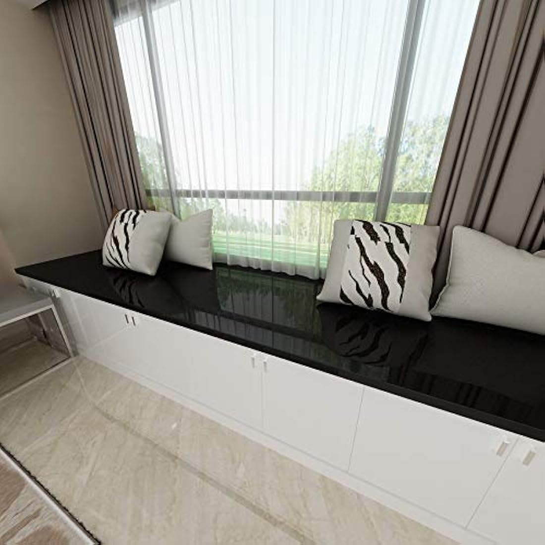 VEELIKE Papel pintado impermeable perla negra autoadhesiva