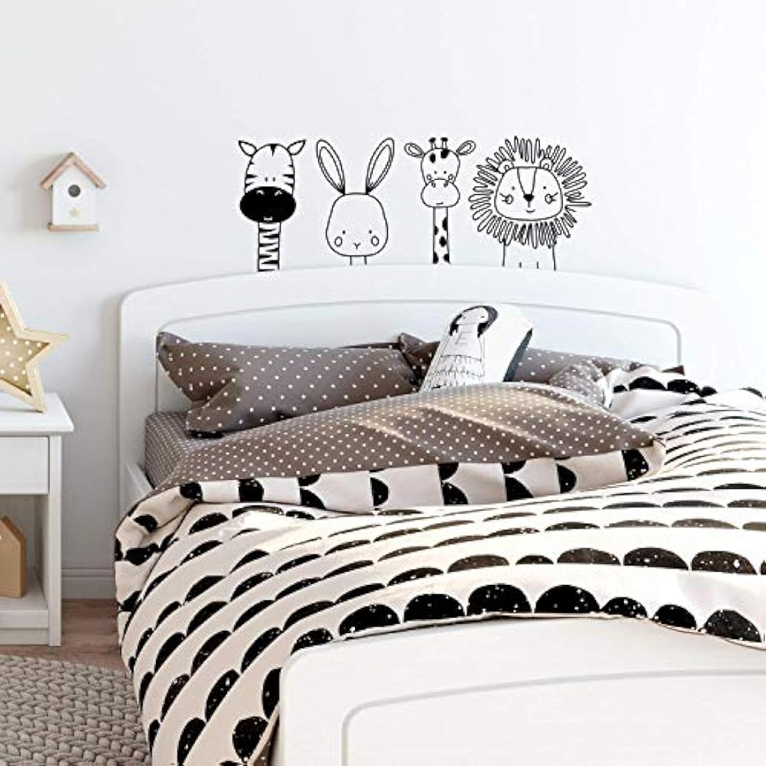 set de 4 pegatinas de vinilo para pared, diseño de león de jirafa de conejo cebra