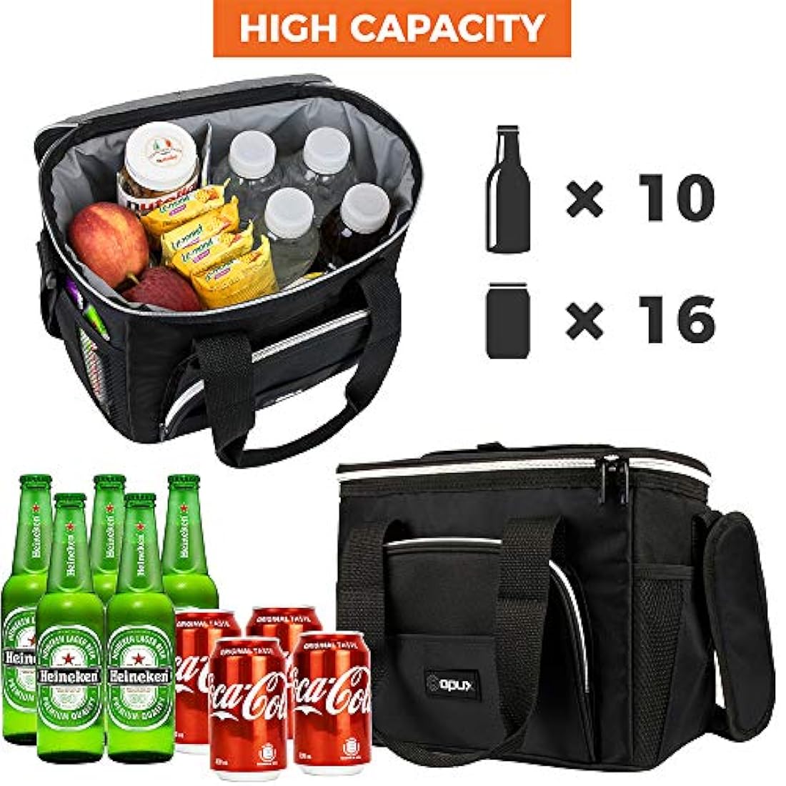 Bolsa térmica suave con correa para el hombro, Negro OPUX -