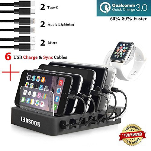 La estación de carga con 6 cables USB para SmartPhone