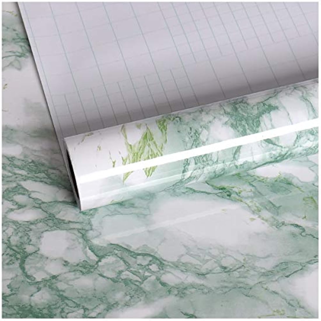 Papel vinilo adhesivo tipo mármol verde (15.74x118.11)