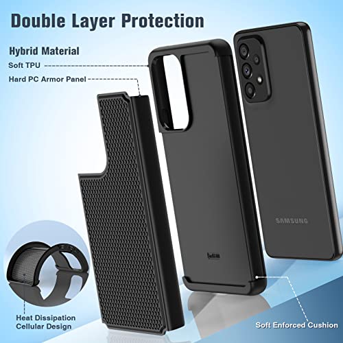 Funda para Samsung Galaxy A53 5G (Galaxy A53 5G UW): funda protectora de doble capa resistente a prueba de golpes, resistente con parte trasera texturizada antideslizante, protección militar, 6.5 pulgadas (negro mate)