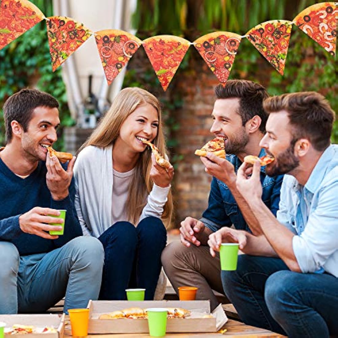 4 piezas Pizza Foto Banner Pizza Banderín Pizza Fiesta
