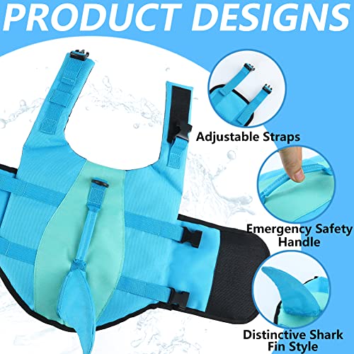 EMUST Chaleco salvavidas para perro, chaleco salvavidas Ripstop con mango de rescate para perros pequeños, medianos y grandes, protector de baño de seguridad para mascotas, para piscina, playa, canotaje (XS, azul piscina)