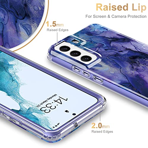 ESDOT Funda para Samsung Galaxy S22 Plus, grado militar, prueba de caídas de 21 pies, resistente, con diseños de moda para mujeres y niñas, funda protectora para teléfono Galaxy S22+ Plus 6.6 pulgadas, mármol ópalo y morado