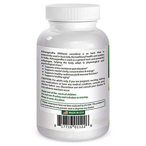Suplemento Ashwagandha Best Naturals 120 unidades