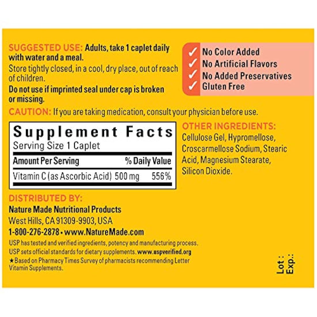 Vitamina C 500 mg Cápsulas 100 Ct