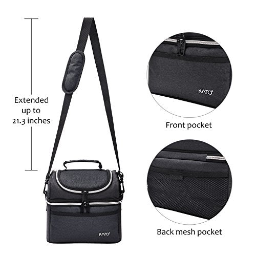 Bolsa de almuerzo con aislamiento, tela Oxford, negro