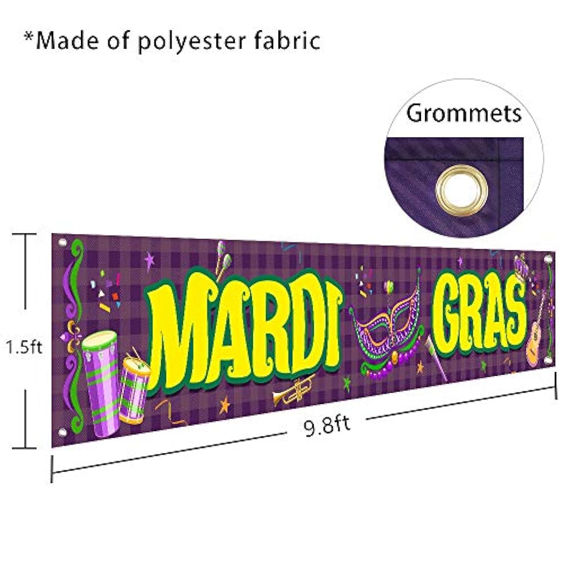 Bandera grande de Mardi Gras para valla