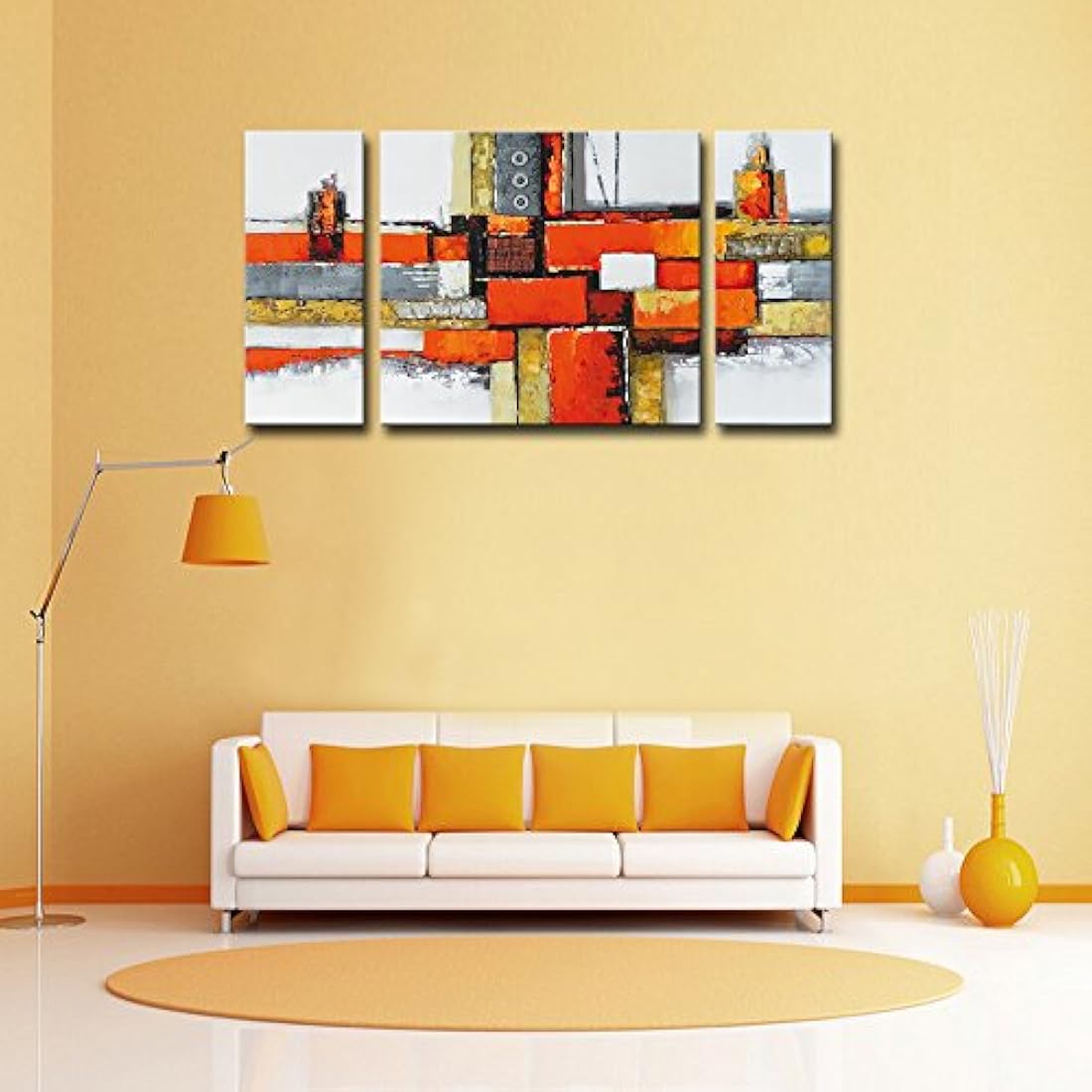 3 paneles pintados a mano al óleo abstractas