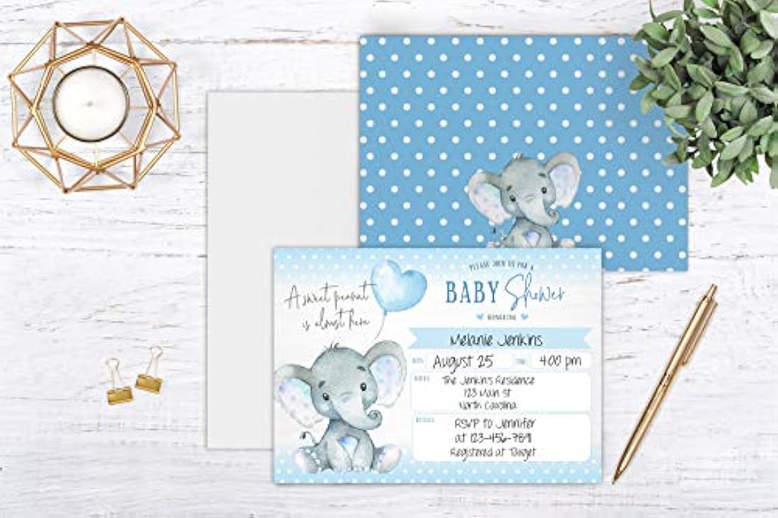 Invitaciones para baby shower con diseño de elefante