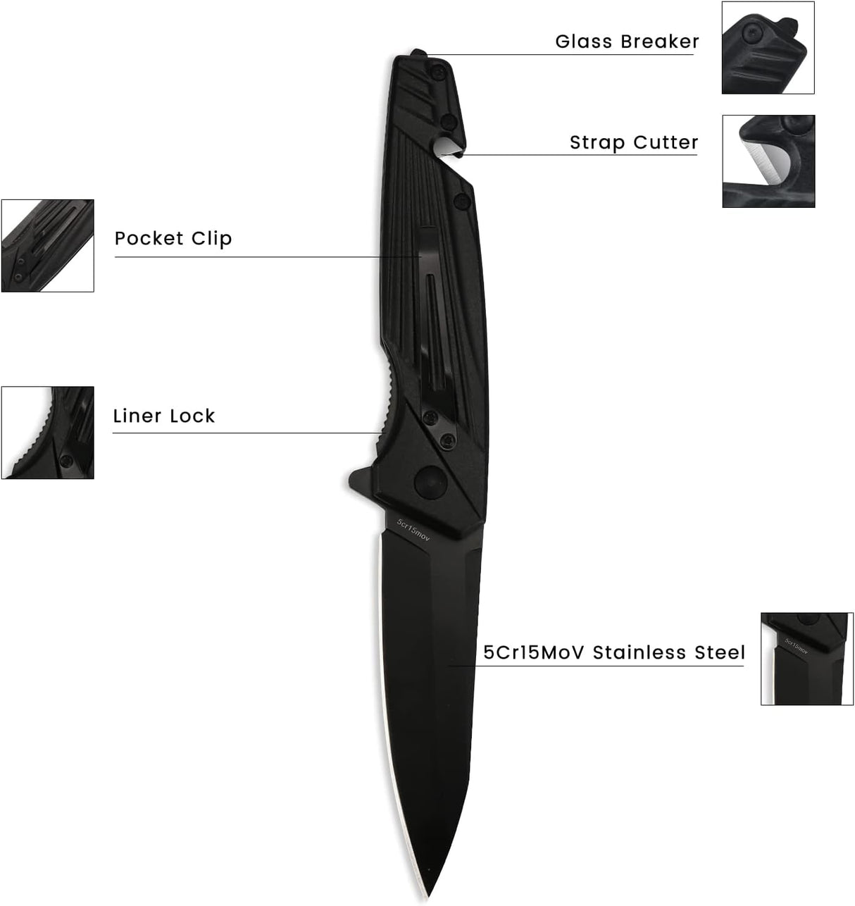 Cuchillo plegable con resorte asistido de correa
