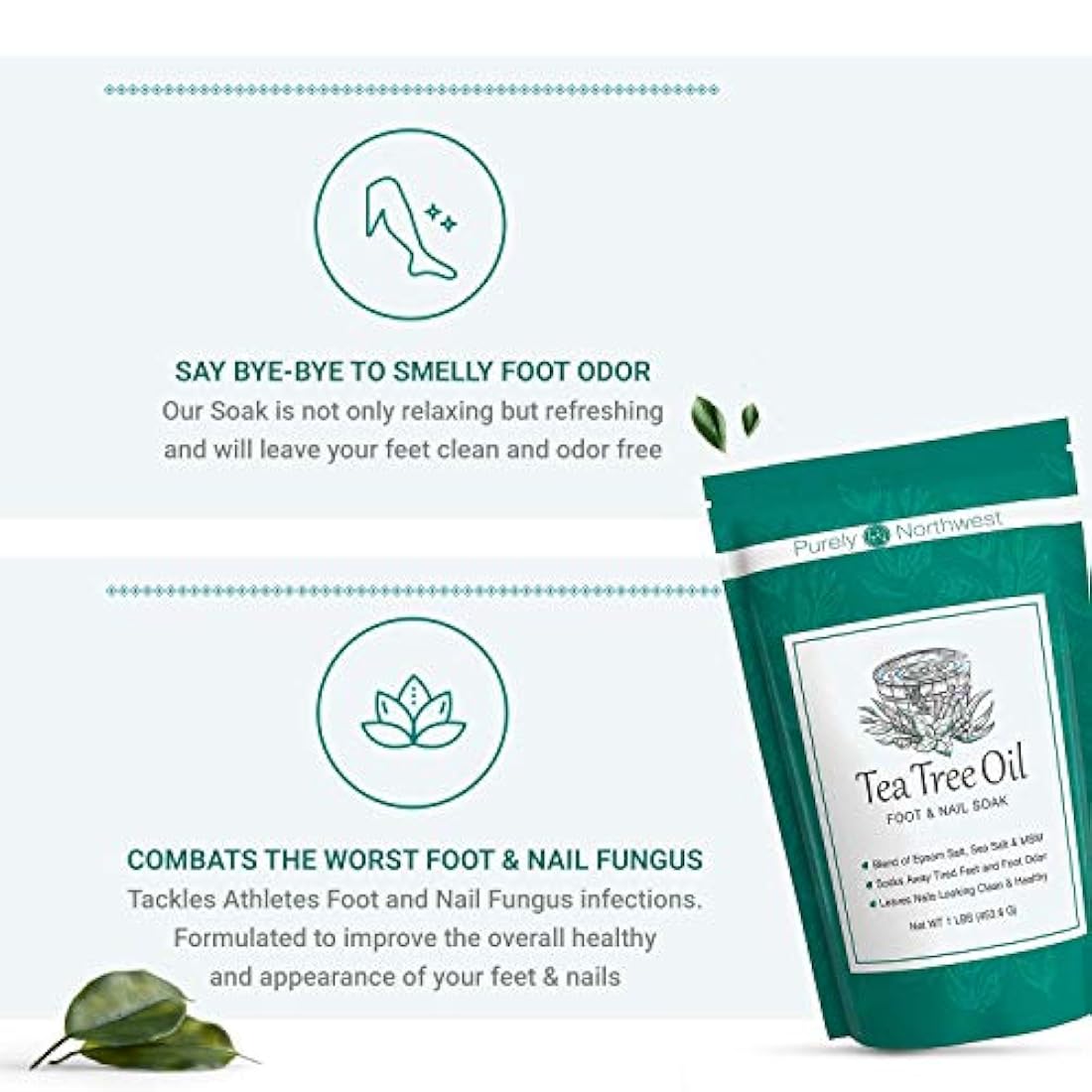 Baño de aceite de árbol de té para pies con sal