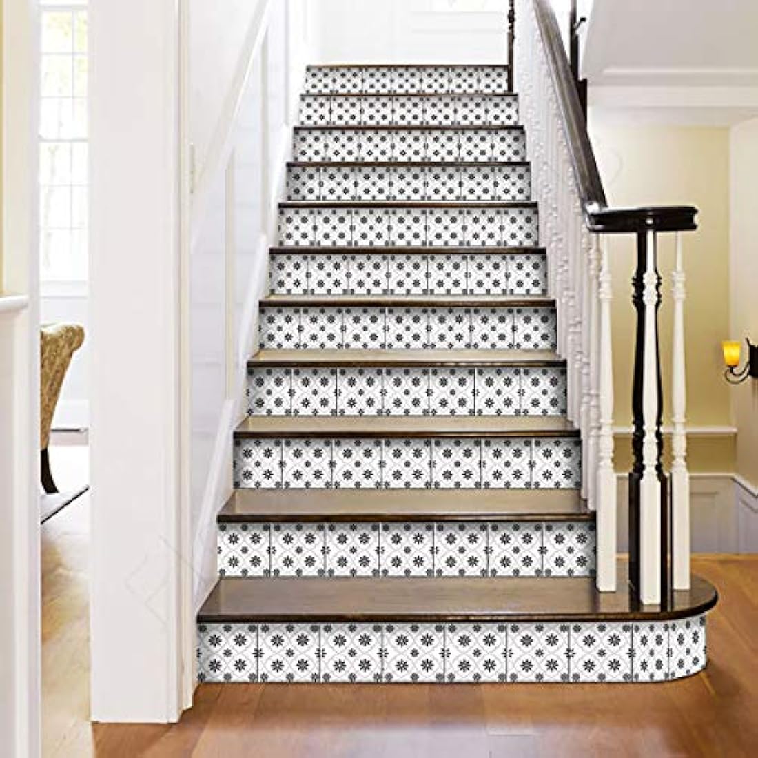 24 calcomanías en vinilo para azulejos blanco/negro