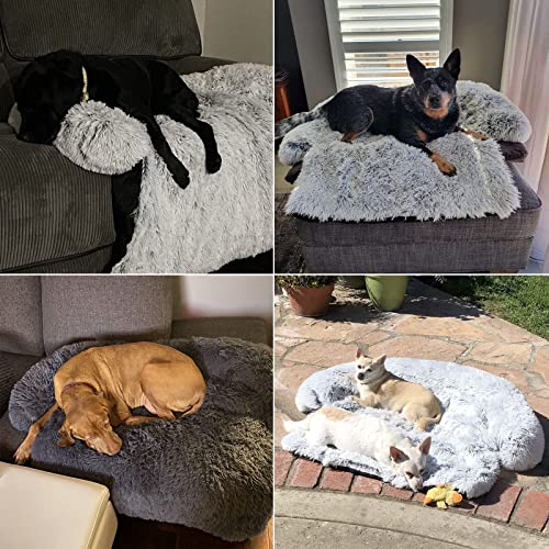 Cama calmante para perro de felpa esponjosa para protector de muebles con funda extraíble lavable para perros y gatos grandes, medianos y pequeños